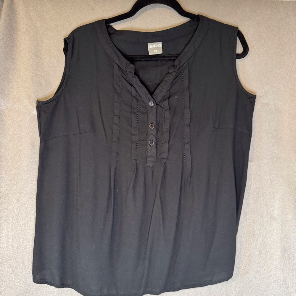 SHANA Classic Black Buttoned Blouse. Excellent Condition.
